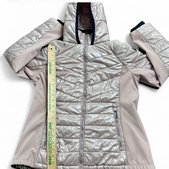 CALVIN KLEIN PERFORMANCE Pink Repelent Hooded PufferJacket Light Weight L,Good C - Picture 8 of 9